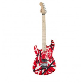 EVH Striped Series LH R/B/W MN Red with Black and White Stripes